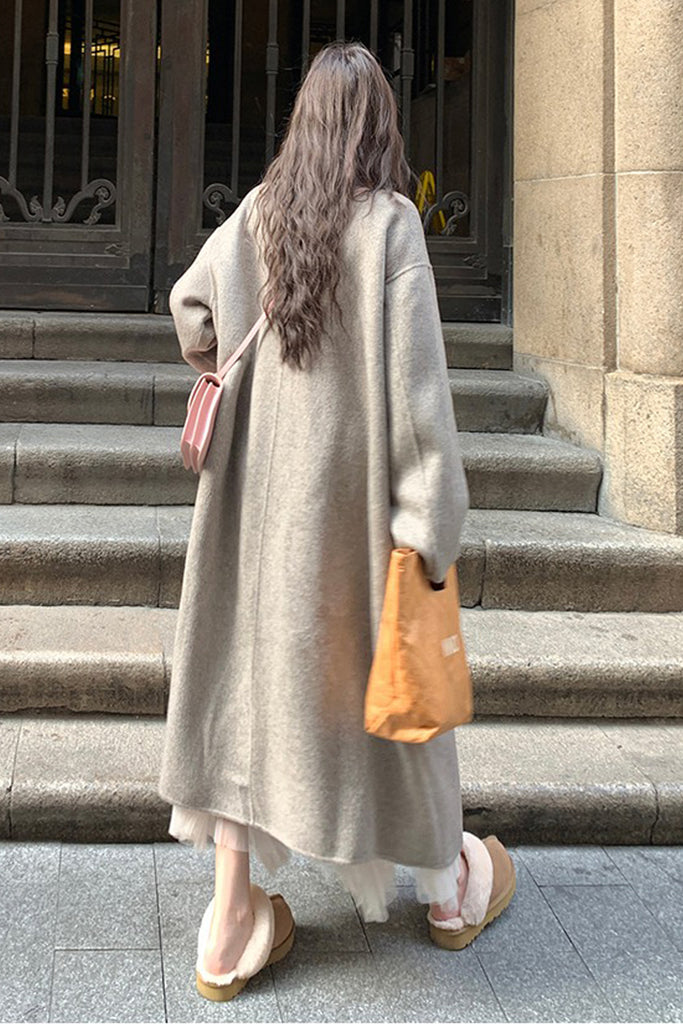 Classic Double Breasted Double Faced Long Yak-Cashmere Coat  Fibflx