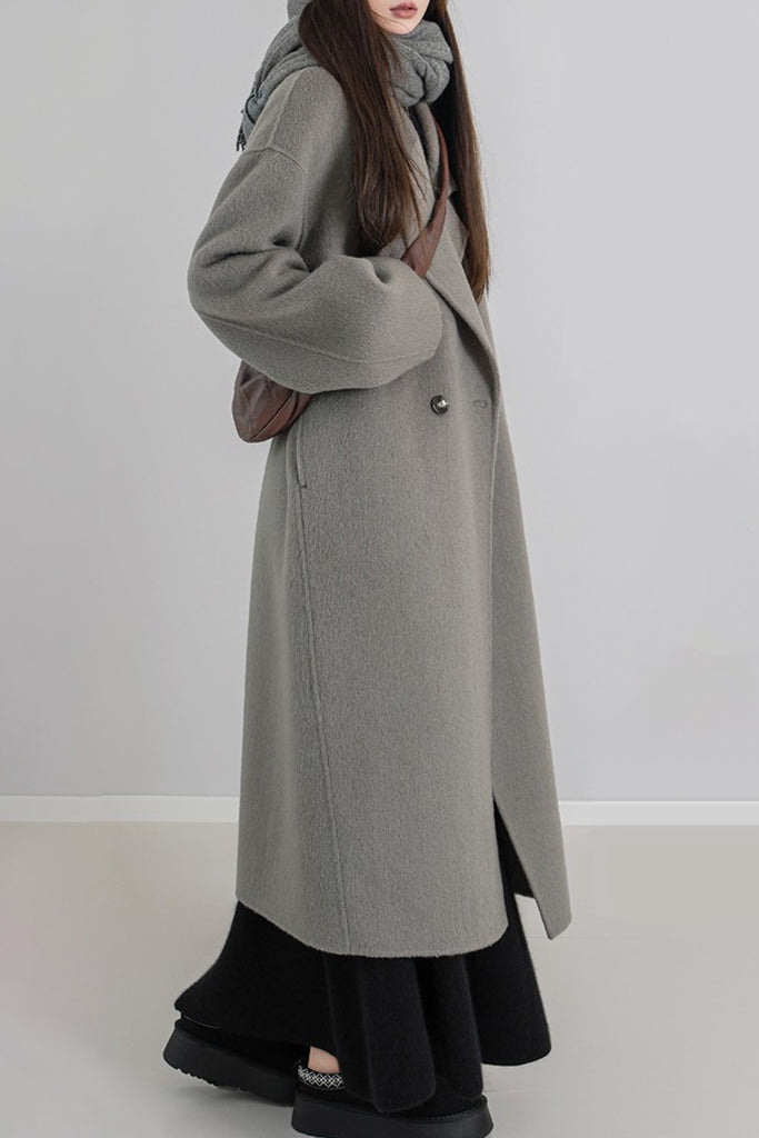Classic Double Breasted Double Faced Long Yak-Cashmere Coat  Fibflx