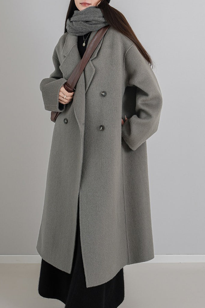 Classic Double Breasted Double Faced Long Yak-Cashmere Coat  Fibflx
