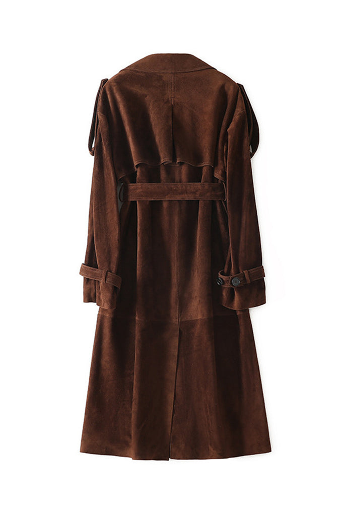 Classic Goatskin Suede Double-Breasted Trench Coat  Fibflx