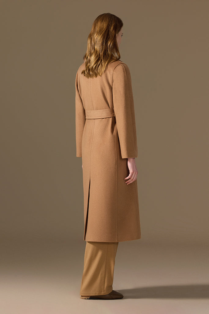 Classic Handcrafted Cashmere Belted Wrap Maxi Coat  Fibflx