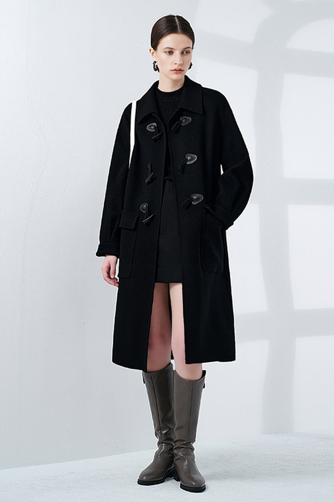 Classic Handcrafted Double-Faced Cashmere Duffle Coat  Fibflx