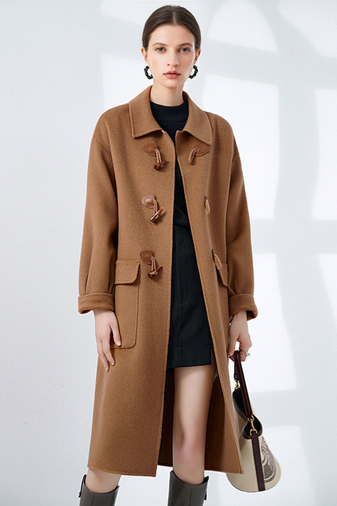 Classic Handcrafted Double-Faced Cashmere Duffle Coat  Fibflx