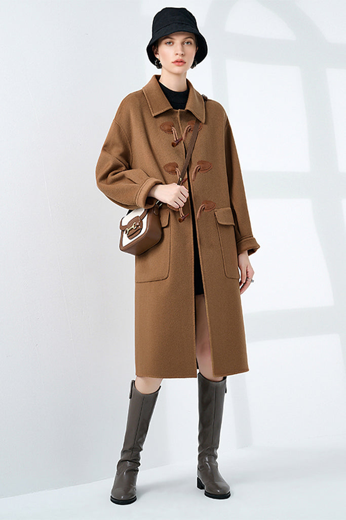 Classic Handcrafted Double-Faced Cashmere Duffle Coat  Fibflx