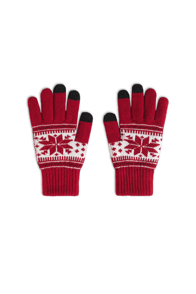 Fibflx Women's Classic Holiday Knit Touchscreen Gloves