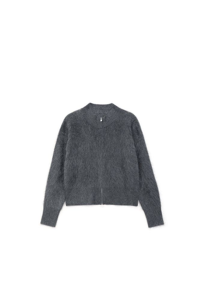 Cloud Soft Brushed Cashmere Double-Zip Cardigan Ash Grey / M / 100% Cashmere (Weight: 341g (±10g)) Fibflx