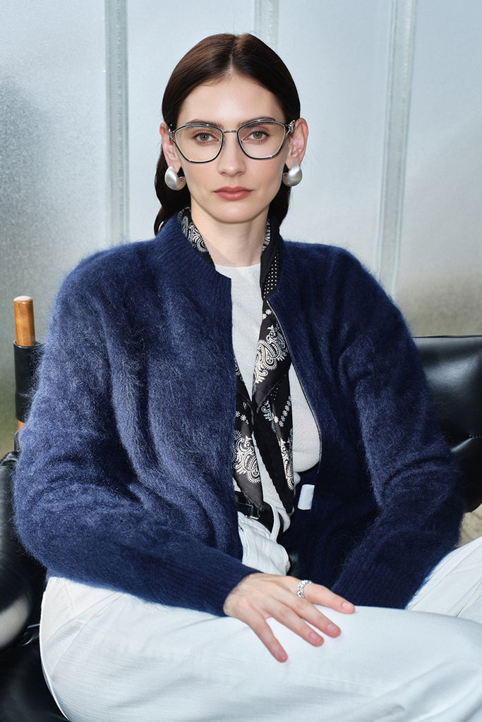 Cloud Soft Brushed Cashmere Double-Zip Cardigan  Fibflx