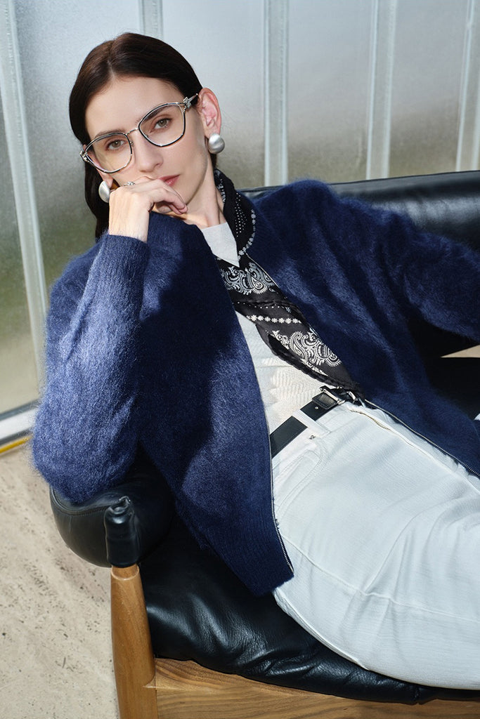 Cloud Soft Brushed Cashmere Double-Zip Cardigan  Fibflx