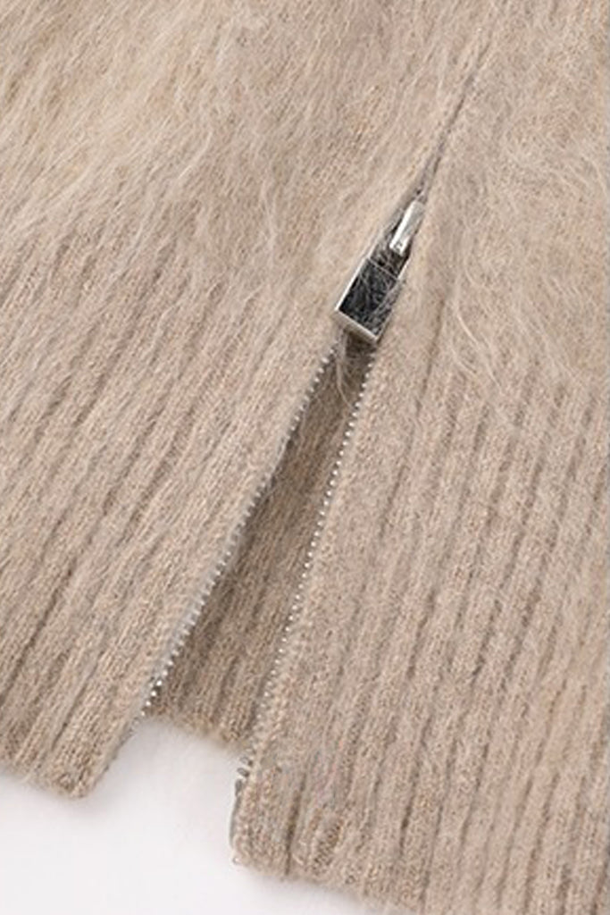 Cloud Soft Brushed Cashmere Double-Zip Cardigan  Fibflx