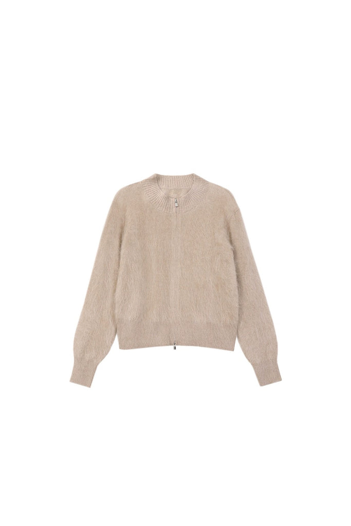 Cloud Soft Brushed Cashmere Double-Zip Cardigan  Fibflx