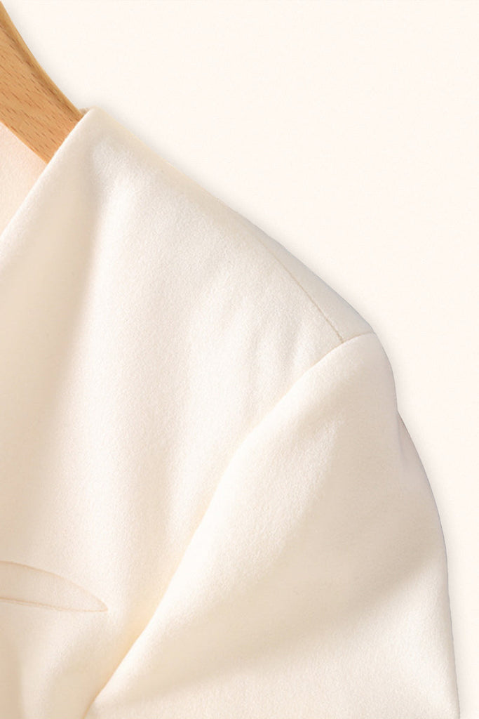 Collarless One-Button V-Neck Wool Blazer Fibflx