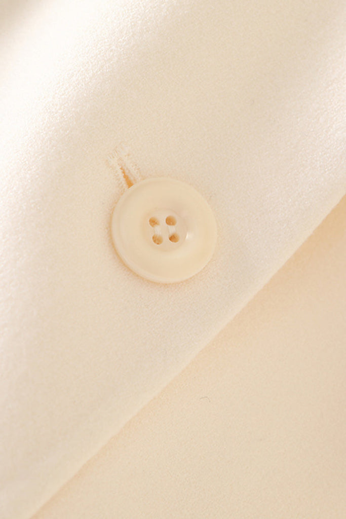 Collarless One-Button V-Neck Wool Blazer Fibflx