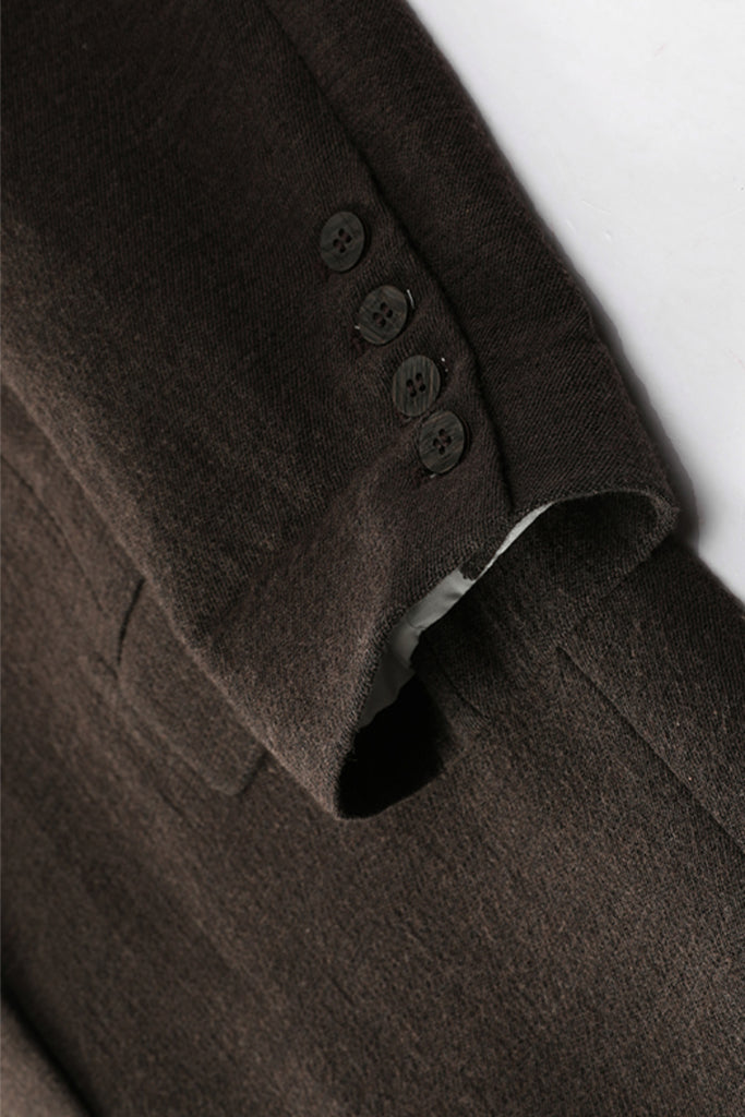 Collarless Oversized Cotton-Linen Open-Front Blazer  Fibflx