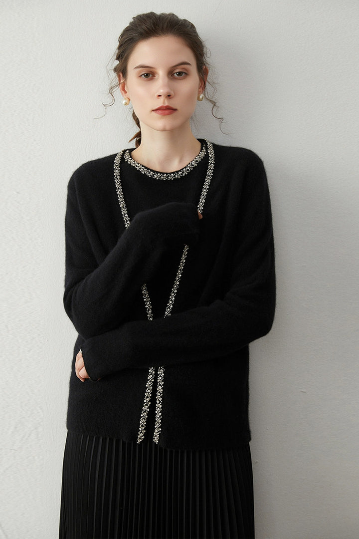 Cloud-Soft Embellished Cashmere-Merino Open-Front Cardigan  Fibflx