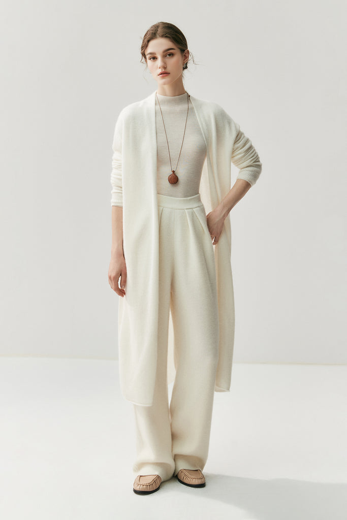 Could-Soft Cashmere-Merino Open-Front Duster Cardigan Off White / One Size Fibflx