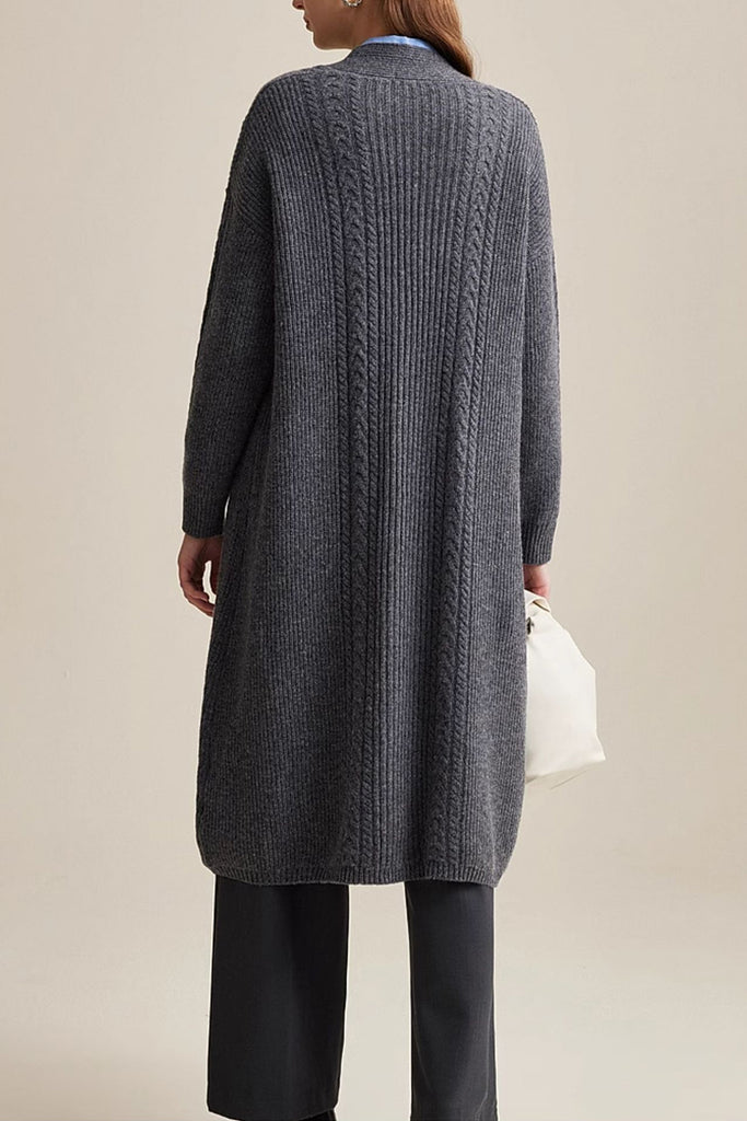 Cozy Cable Knit Duster Cardigan with Side Pockets  Fibflx