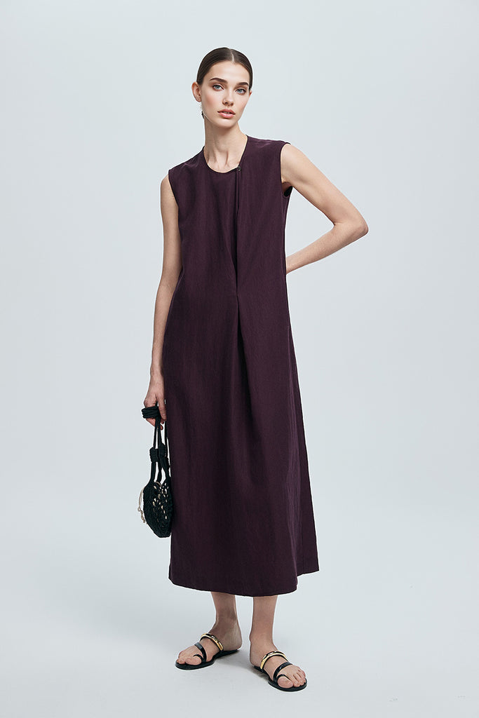 Deconstructed Relaxed-Fit Sleeveless Midi Shift Dress - Fibflx