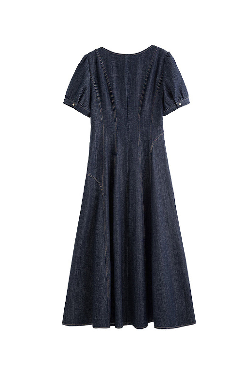 denim a line midi dress Comet A-Line Midi Dress Light Denim