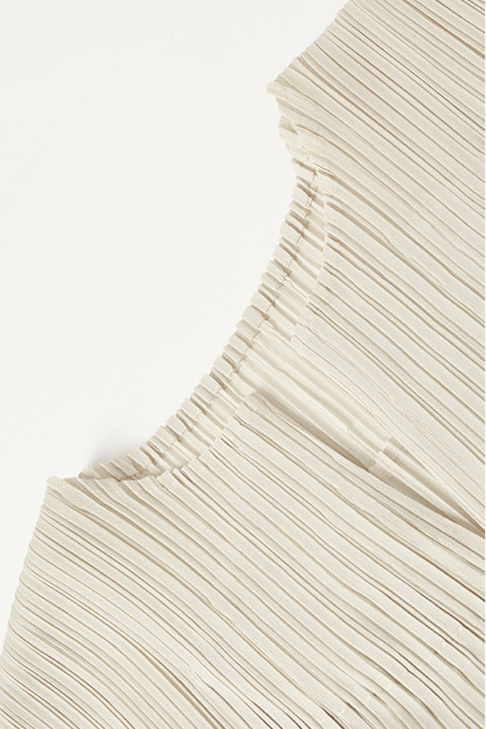 Designer Inspired Pleated Cap-Sleeve Midi Dress  Fibflx