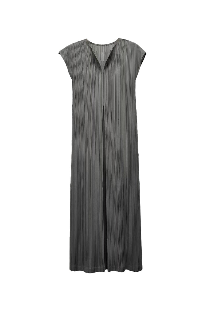 Designer Inspired Pleated Cap-Sleeve Midi Dress Slate Grey / One Size (Flexible fit for US 0–6) Fibflx