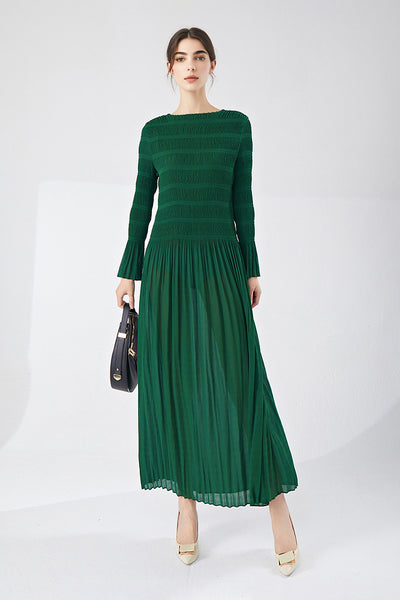emerald long sleeve maxi dress Designer Inspired Pleated Smocked in Green Imported. Dark Red Halter Short Size:US8/UK12 x-styleCode:26RE5187