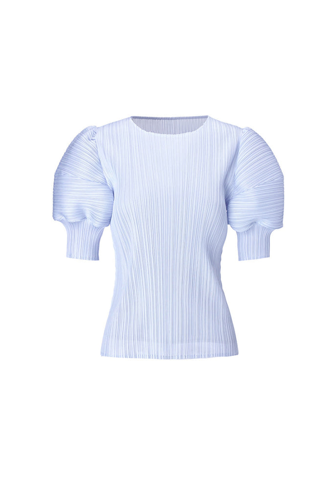 Designer Inspired Pleated Puff-Sleeve Top  Fibflx