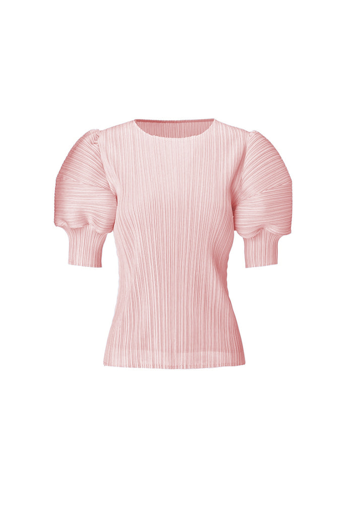 Designer Inspired Pleated Puff-Sleeve Top Innocence Pink / One Size (Flexible fit for US 0–6 Fibflx