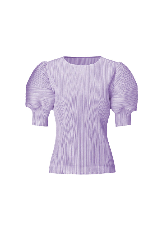 Designer Inspired Pleated Puff-Sleeve Top Lilac Purple / One Size (Flexible fit for US 0–6) Fibflx