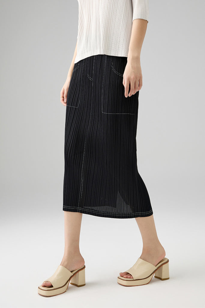 Designer Inspired Pleated Pull-On Midi Skirt  Fibflx