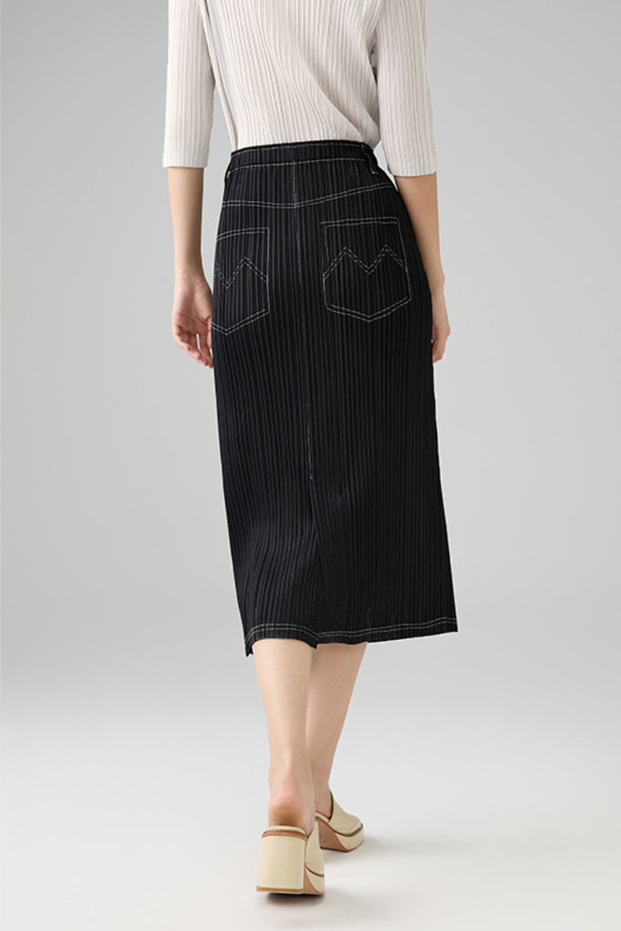 Designer Inspired Pleated Pull-On Midi Skirt  Fibflx