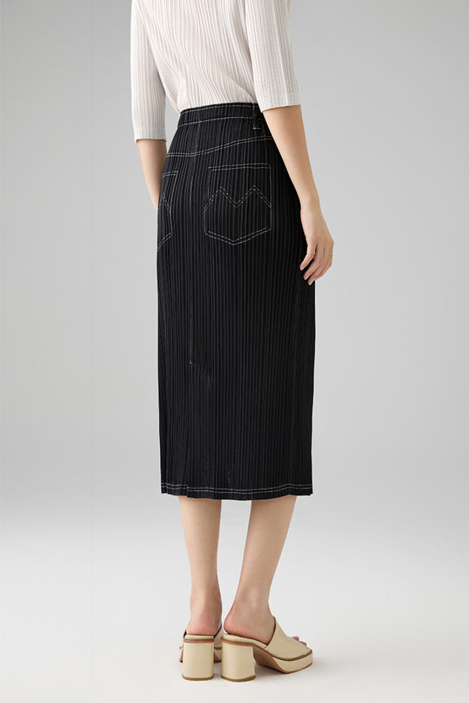 Designer Inspired Pleated Pull-On Midi Skirt  Fibflx