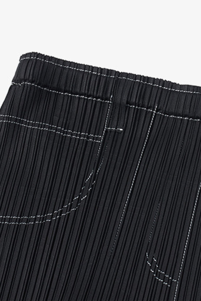 Designer Inspired Pleated Pull-On Midi Skirt  Fibflx