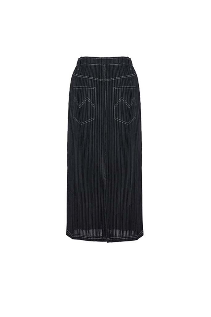 Designer Inspired Pleated Pull-On Midi Skirt  Fibflx
