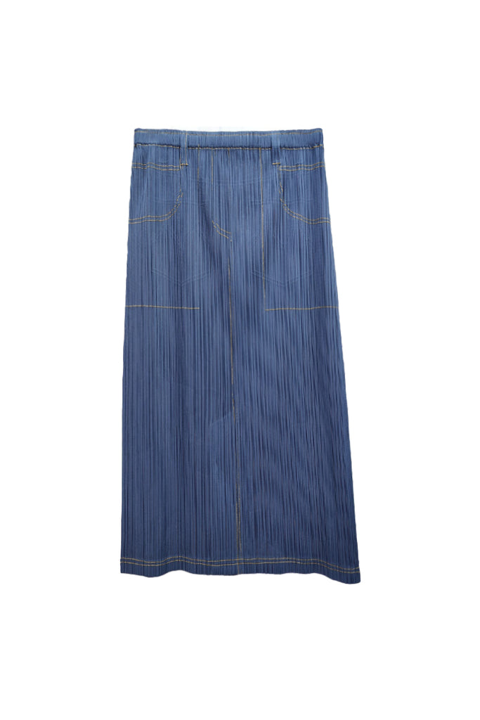Designer Inspired Pleated Pull-On Midi Skirt Egyptian Blue / One Size (Flexible fit for US 0–6) Fibflx