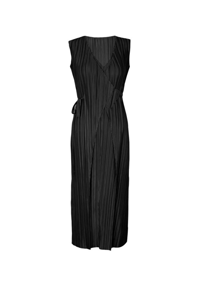 Designer Inspired Pleated Sleeveless Midi Wrap Dress  Fibflx
