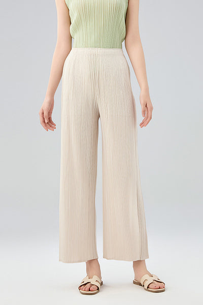 Designer Inspired Pleated Wide-Leg Cropped Pants | FIBFLX