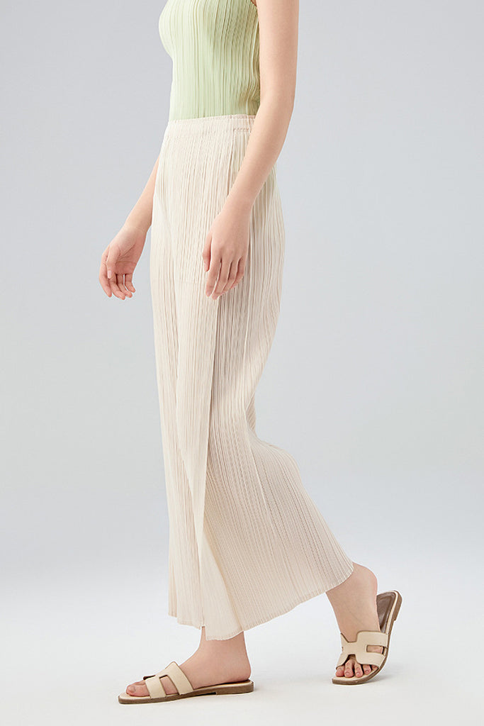 Designer Inspired Pleated Wide-Leg Cropped Pants  Fibflx