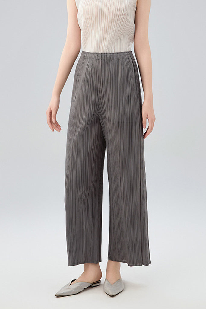 Designer Inspired Pleated Wide-Leg Cropped Pants  Fibflx
