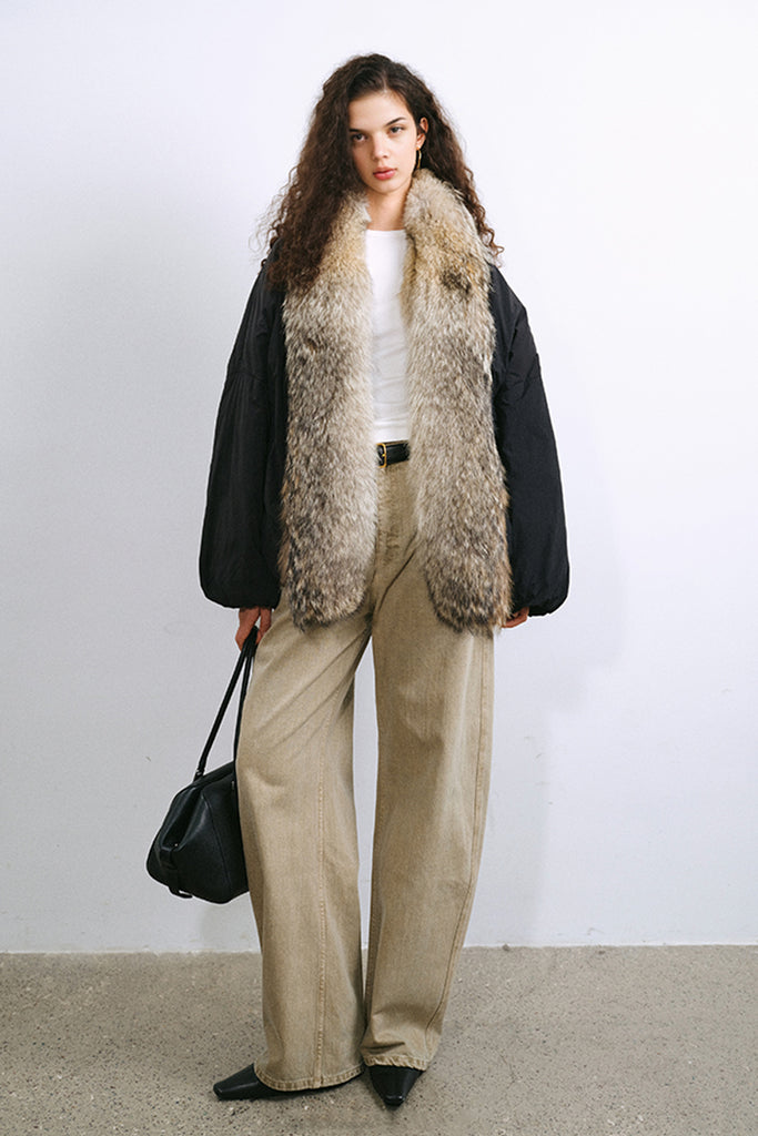 Detachable Real Fur Parka Jacket with 90 White Goose Down Puffer  Fibflx