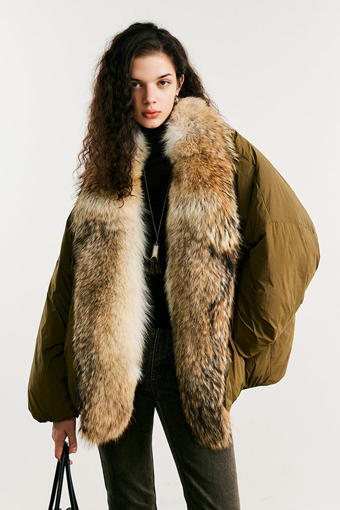 Detachable Real Fur Parka Jacket with 90 White Goose Down Puffer  Fibflx