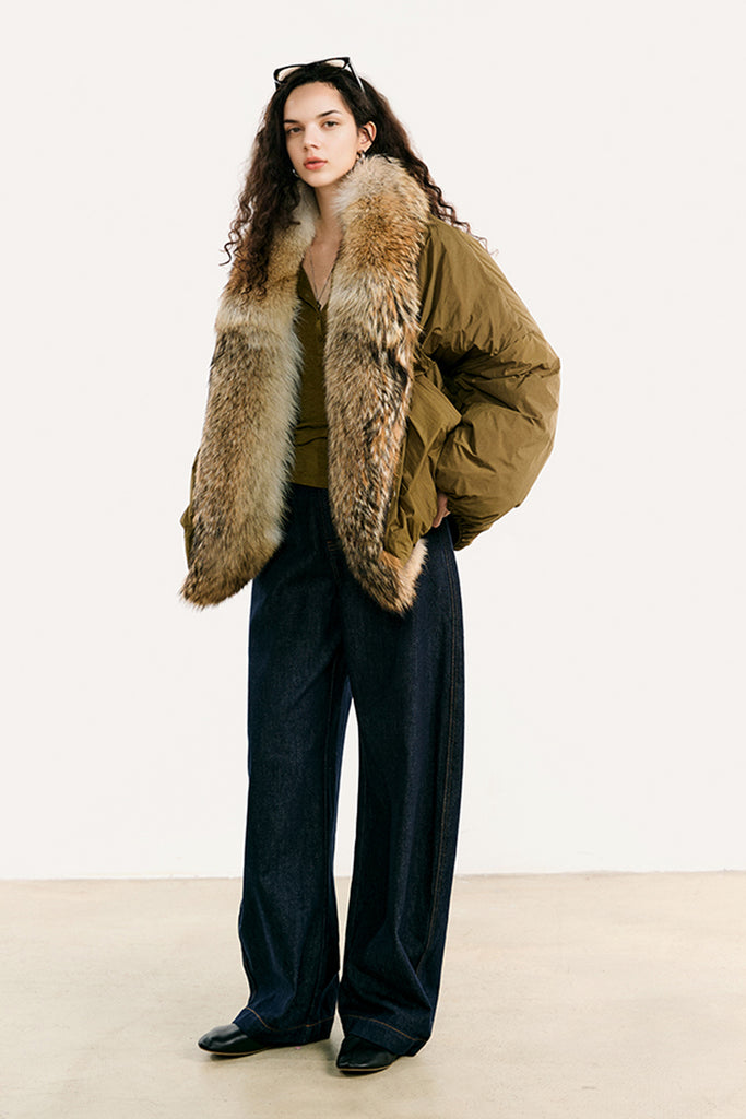 Detachable Real Fur Parka Jacket with 90 White Goose Down Puffer  Fibflx