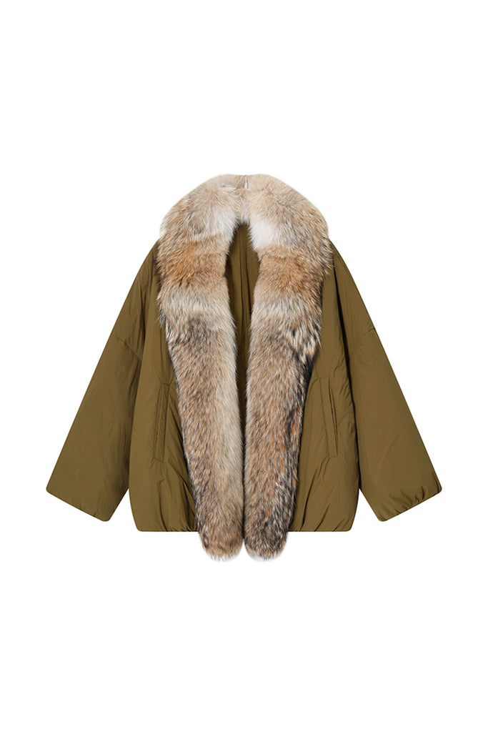 Detachable Real Fur Parka Jacket with 90 White Goose Down Puffer  Fibflx