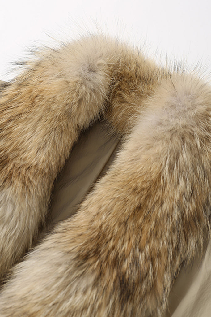 Detachable Real Fur Parka Jacket with 90 White Goose Down Puffer  Fibflx