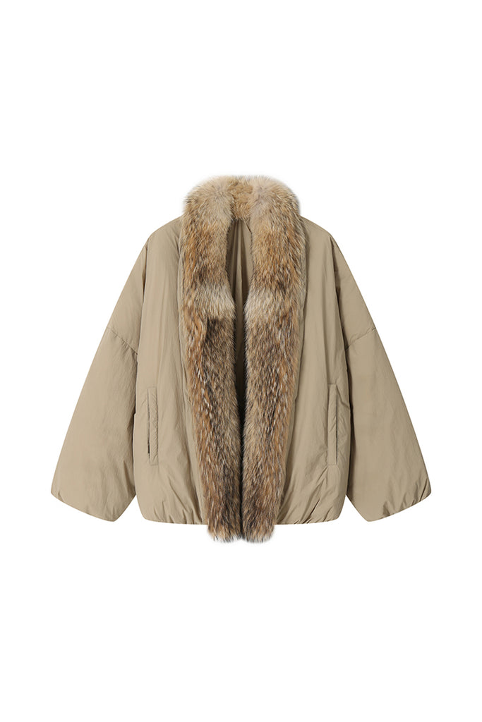 Detachable Real Fur Parka Jacket with 90 White Goose Down Puffer  Fibflx