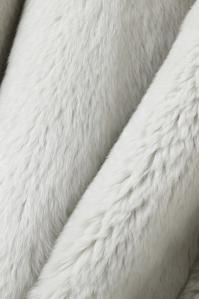 Detachable Rex Rabbit Fur Parka Jacket with Fox Fur Collar  Fibflx