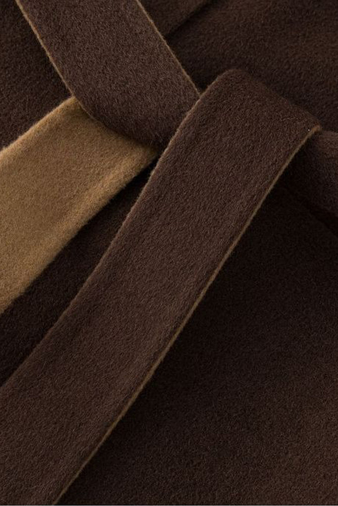 Double-Faced Wool-Cashmere Long Funnel Neck Coat  Fibflx