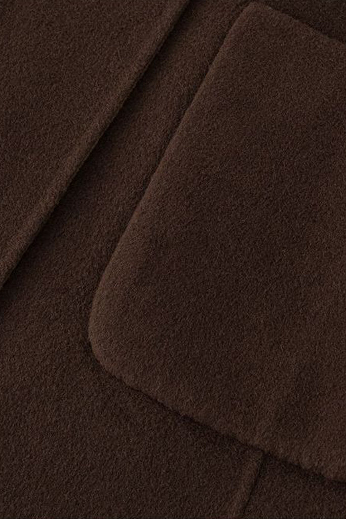 Double-Faced Wool-Cashmere Long Funnel Neck Coat  Fibflx