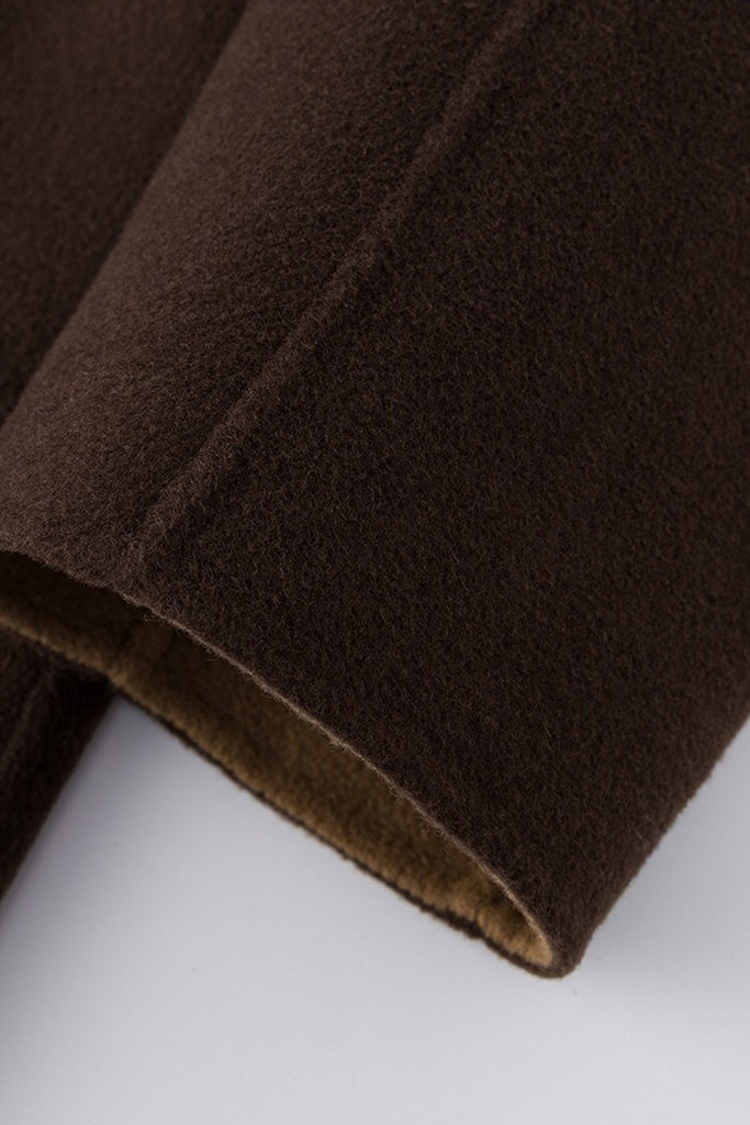 Double-Faced Wool-Cashmere Long Funnel Neck Coat  Fibflx