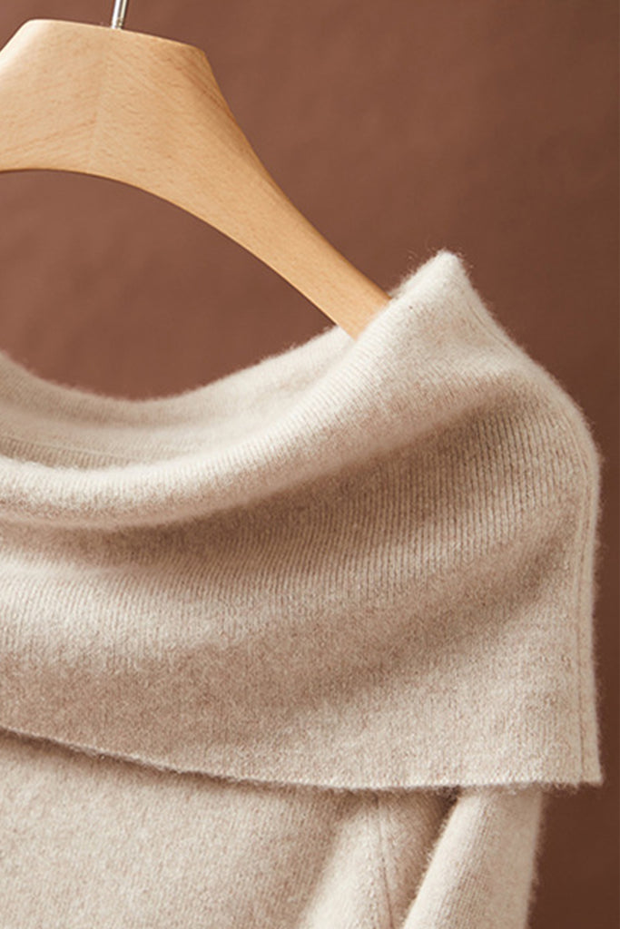 Elegant 100 Cashmere Off-the-Shoulder Sweater  Fibflx