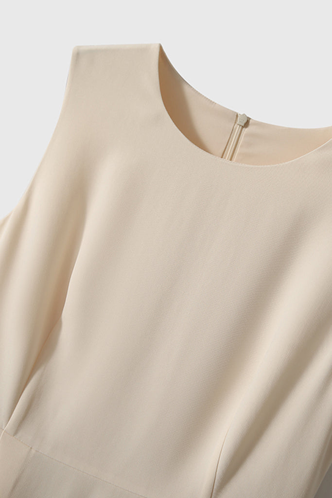 Elegant Acetate Sleeveless Fit & Flare Midi Dress  Fibflx